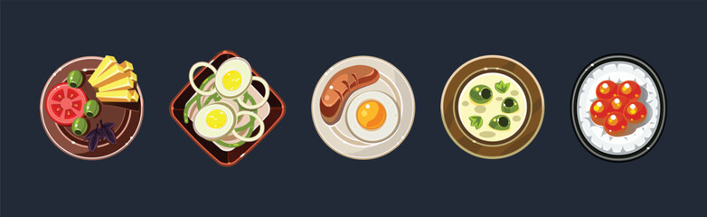 Game Food Icon and Nutrition Element Vector Set