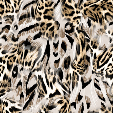 Seamless leopard and zebra pattern, animal print.