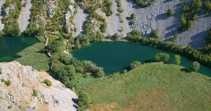 Aerial view of the canyon of the Krupa River, Croatia