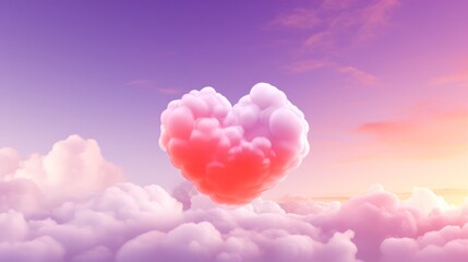 A heart on the background of a beautiful pink-purple sky. Concept of romance and love