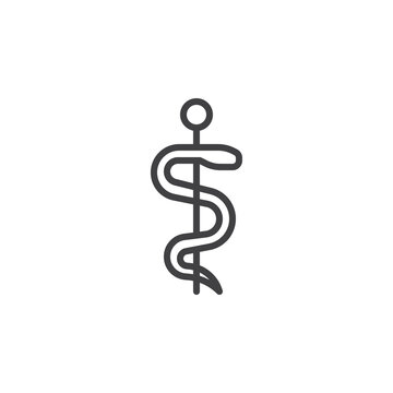Staff of asclepius line icon