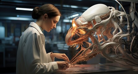 3D printed medical printer. Modern technologies in medicine and science. Printing human organs for operations and implantation. The concept of medicine development.	
