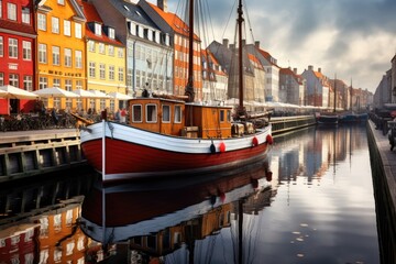 Nyhavn is a canal in Copenhagen, Denmark, Nyhavn, Copenhagen, Denmark, AI Generated