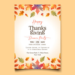 watercolor invitation template for Thanksgiving celebration