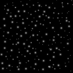 Set of stars on transparent background. Stars of different sizes and shapes. Vector illustration. Shining stars.	