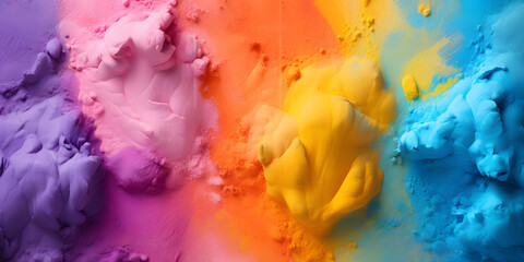 Top-View Multicolor Canvas of Paint Pigment Powder Texture.