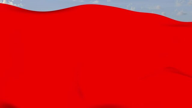 Loop der roten Fahne wehend im Wind als Nahaufnahme 4K