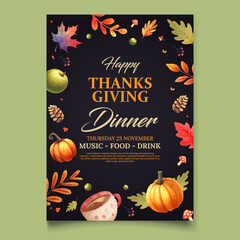 watercolor invitation template for Thanksgiving celebration