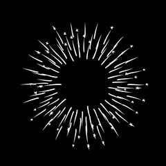 Exploding firework burst in vintage style. Retro firework sparkles frame for Christmas holidays.