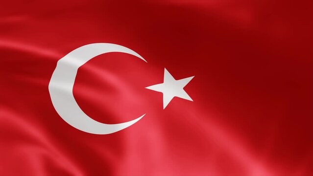 Turkey flag is waving 3D animation. Turkey flag waving in the wind. National flag of Turkey. Flag seamless loop animation 4k