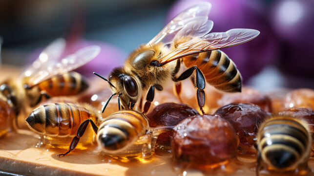 close up of a bee HD 8K wallpaper Stock Photographic Image 