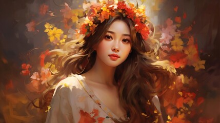 Obraz na płótnie Canvas Vitality beautiful young girl youth culture asia asian