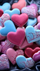 Obraz premium Heart-shaped cookies for Valentine's Day