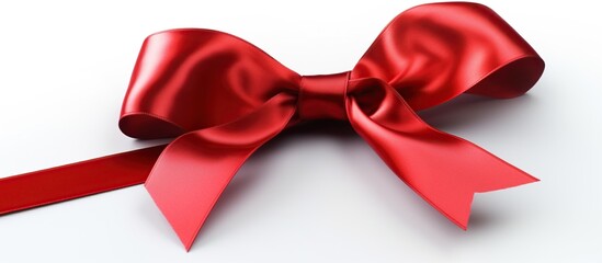Luxury Red bow and ribbon in white background. AI generated