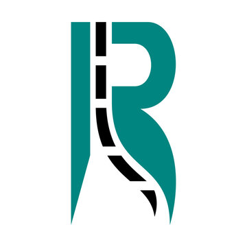 letter r road logo design vector illustration