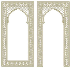 Set two Rectangular frames of the Arabic pattern with proportion 2x1 - obrazy, fototapety, plakaty