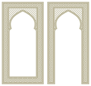 Set two Rectangular frames of the Arabic pattern with proportion 2x1