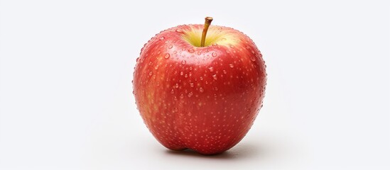 Fresh ripe red apple isolated white background. AI generated image