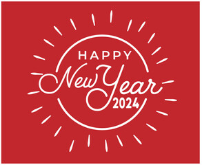 Happy New Year Holiday Abstract White Design Vector Logo Symbol Illustration With Red Background