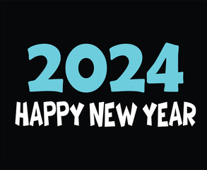 Happy New Year Holiday Abstract Cyan And White Design Vector Logo Symbol Illustration With Black Background
