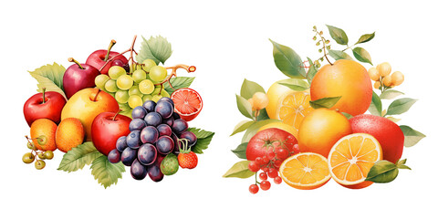 Assorted Fresh Fruits Collection Illustration