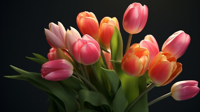 Beautiful bouquet of tulips.Generative AI