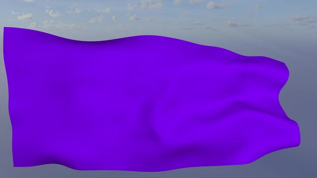 Loop der lillane Fahne wehend im Wind als Nahaufnahme 4K