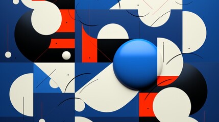 Blue shapes illustration. Minimalism, geometric, abstract, design, art