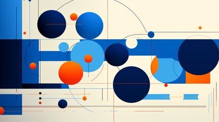 Blue shapes illustration. Minimalism, geometric, abstract, design, art