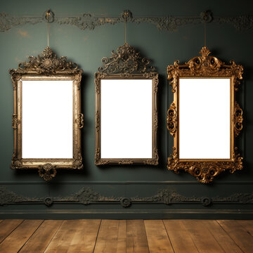 blank picture frames in gallery