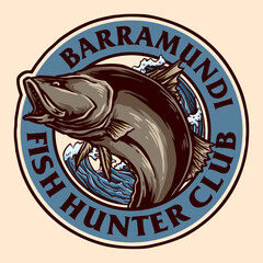 fishing emblem retro badge vector illustration