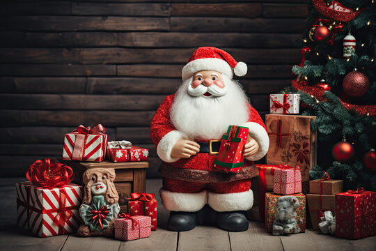 Beautiful christmas collection. Santa and gift boxes