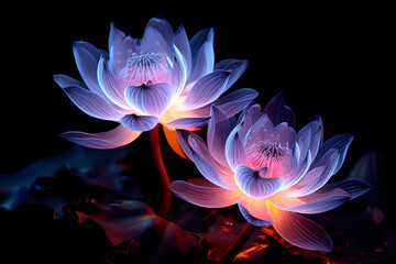 Enchanting UV Blacklight lotus Photography.