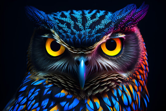 Enchanting UV Blacklight owl Photography.
