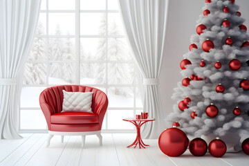 White and red tones christmas interior background