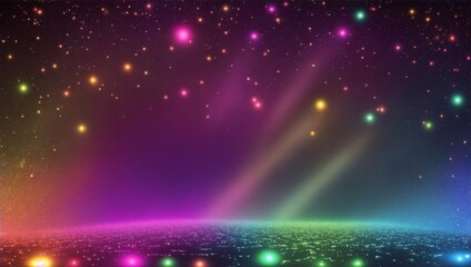 Fototapeta premium New Year celebration backdrop with empty space. Party background with colorful lights. Disco lights background.