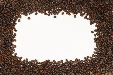 Coffee beans isolated on white background to use for text or advertisement.