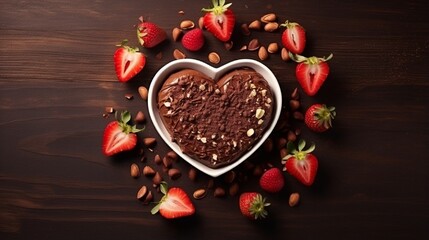 world chocolate day, chocolate day, chocolate, World Nutella Day, Nutella Day, creative idea for healthy kids breakfast, dessert or holiday meal for Valentine's, top view flat, February 5