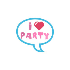 icon I love parties, a cloud on a white background, vector illustration