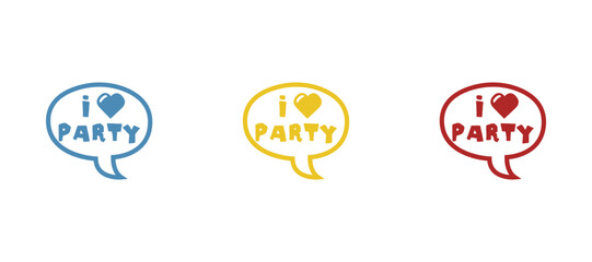 icon I love parties, a cloud on a white background, vector illustration