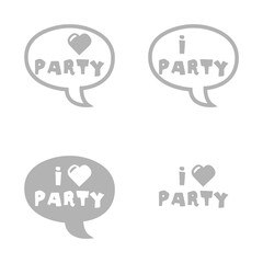 icon I love parties, a cloud on a white background, vector illustration