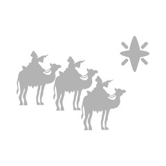 sages on camels icon on white background, vector illustration