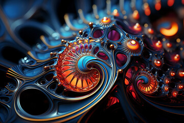 Fraktale Ornamente Florale Strukturen Spiralen in Metall Optik © paganin