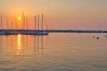 Fototapeta na wymiar sunrise, port of Manfredonia, Puglia, Italy