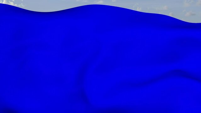 Loop der blaue Fahne wehend im Wind als Nahaufnahme 4K