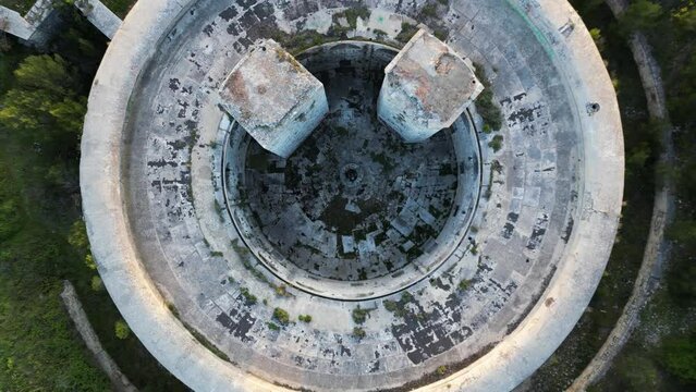 Aerial view of Fort Giorgio, an Austro Hungarian construction ruins in Pula downtown, Istria, Croatia.