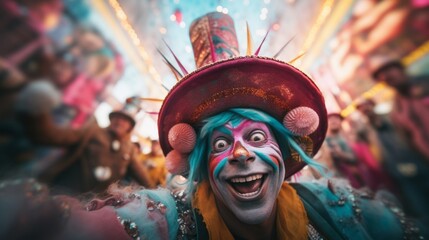 A man in a carnival mask
