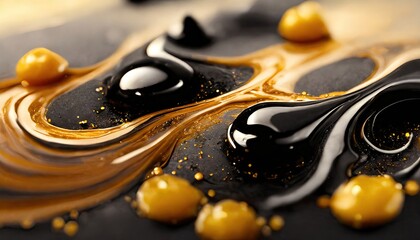 Black and gold liquid wave