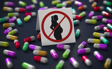 Drugs contraindicated in pregnancy - obrazy, fototapety, plakaty