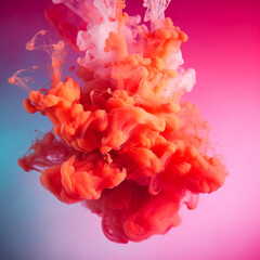 Fototapeta premium Abstract colorful red color cloud background, multicolored ink drop fluid motion in water, AI generated